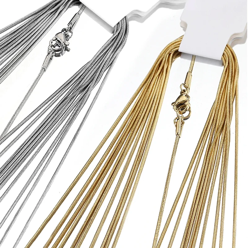 Stainless Steel Necklaces HIYEE Stainless Steel Snake Chain Necklace Chains for DIY for Women Jewelry Making Findings Pendants Lobster Clasps