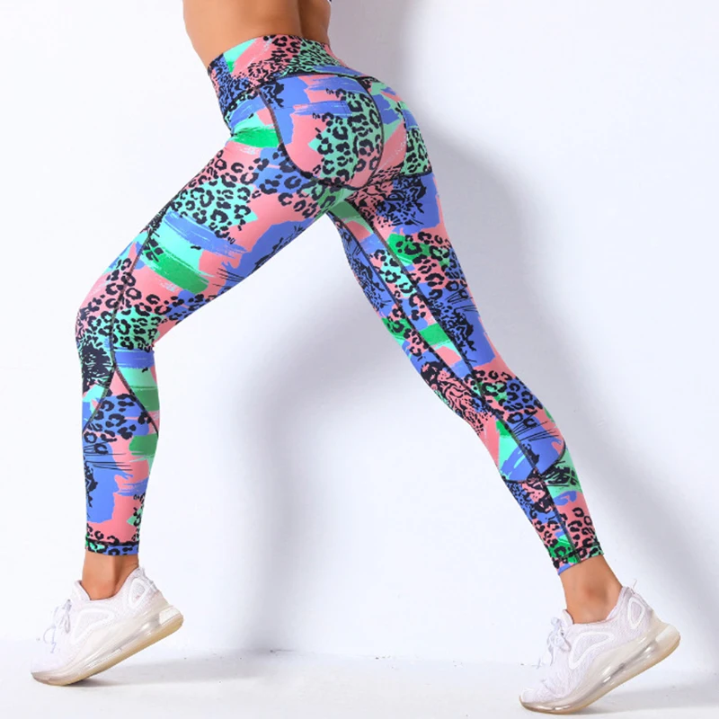 Leggings Women Seamless Smile Sexy Leggins Mujer High Waist Push Up Women's Sports Pants Gym Streetwear Print Leopard Legging