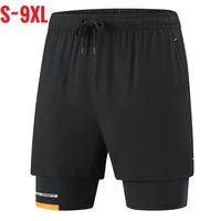 Big Size Men's Sport Short Quick Dry Silk Fitness Gym Bermuda Male Workout Jogging Pants Training Summer 2in1plus Large Scrunch