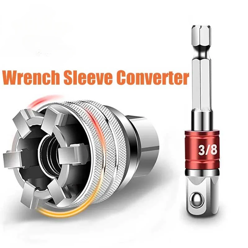 

Universal Electric Wrench Sleeve Converter Fits for Standard 3/8-3/4'' 10 to 19mm Super Socket Multifunctional Drive Wrench Tool
