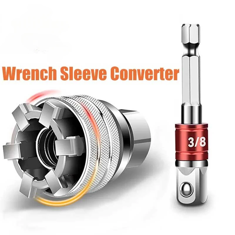 Universal Electric Wrench Sleeve Converter Fits for Standard 3/8-3/4'' 10 to 19mm Super Socket Multifunctional Drive Wrench Tool