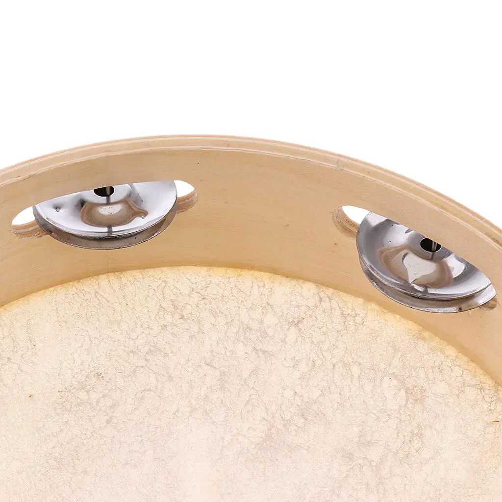 Lambskin Kids Tambourine Mini Hand Drumbell Percussion Accessory for Children Music Party