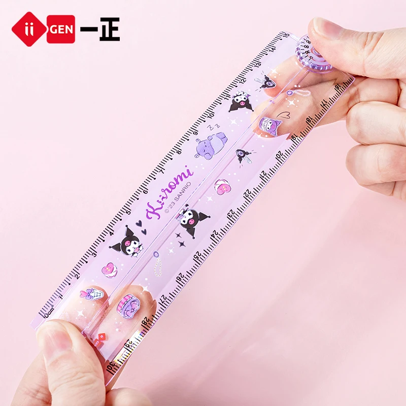 1pcs Sanrio Kuromi Image Rotating Folding Ruler 30cm Cartoon Children's Primary School Student Multi functional Ruler Stationery folding ruler