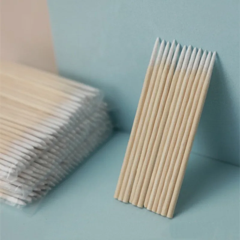 Disposable Cotton Swab Lint Free Micro Brushes Wood Cotton Buds Swabs for Ear Clean Eyelash Extension Glue Removing cotton swabs wood cotton swabs disposable cotton swabs