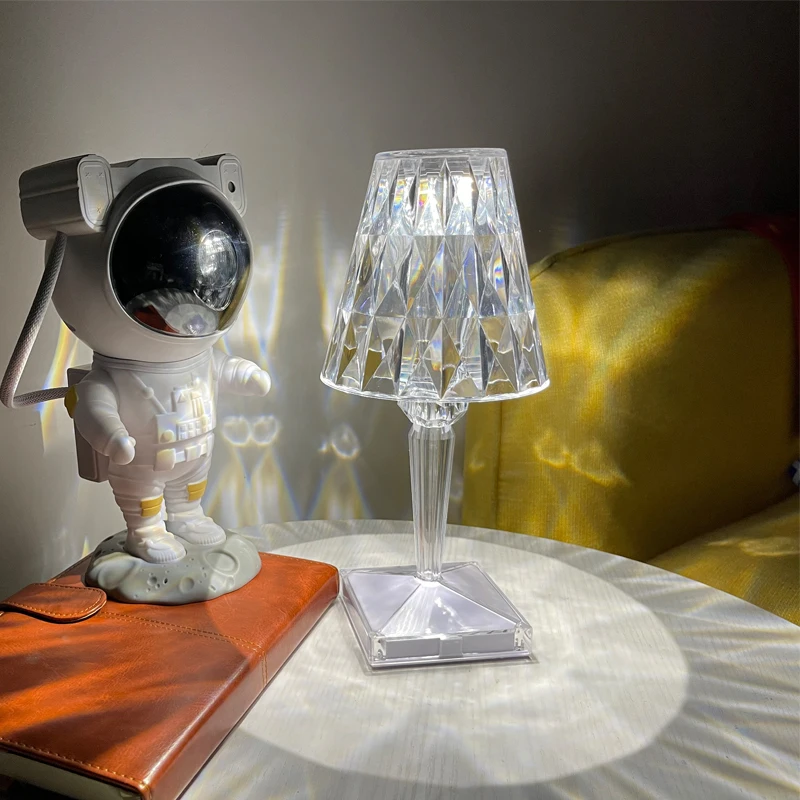 

Алмазная настольная лампа, акриловый перезаряжаемый светильник для спальни, прикроватного столика, бара, хрустальные осветительные приборы, освещение для подарка, искусственная ночь