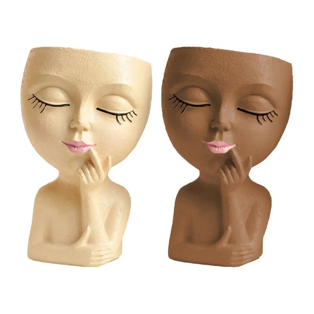 3d Face Planter Resin Flower Pot Resin Women Head Planter Pot with Drainage Hole for Indoor Outdoor Plants 3d Figurine Flowerpot 4