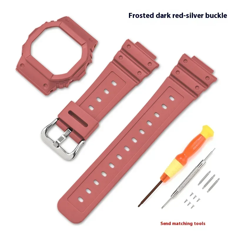 Stylish Resin Rubber Band Watch Case with Protective Bezel and Replaceable Strap