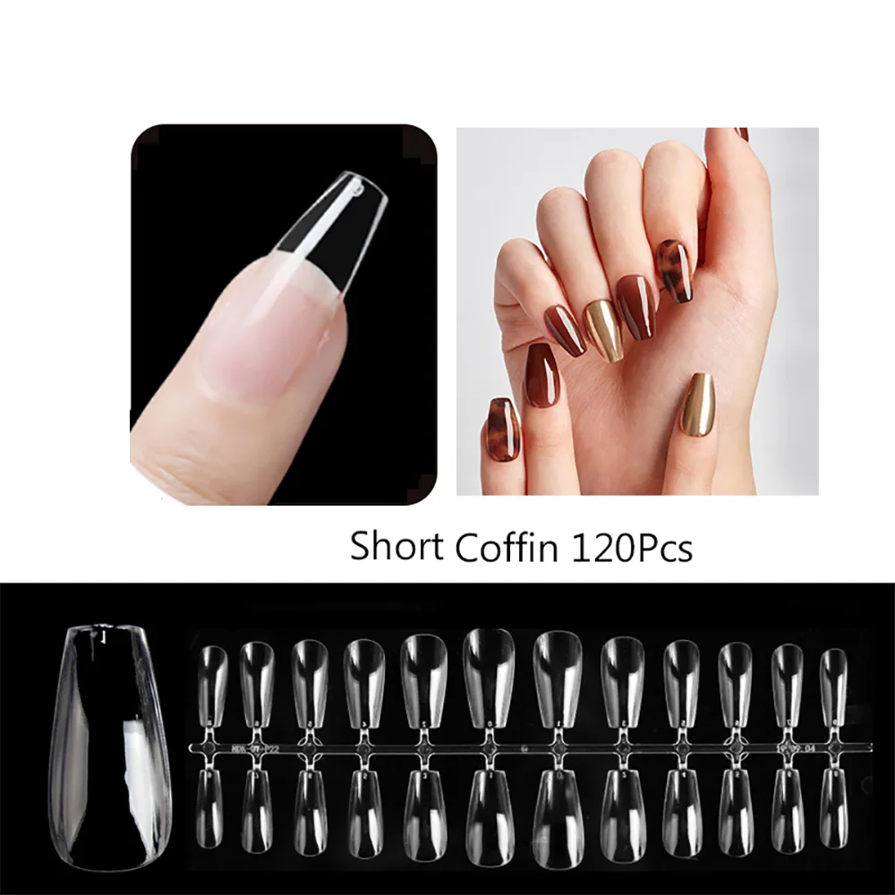 120pcs Short T-shaped Transparent Press-On Nails