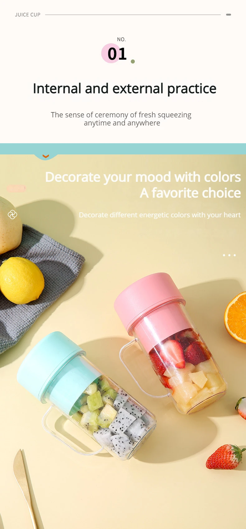 New Portable Electric Juicer Blender Milkshake Cup Fruit Blender Kitchen Tool