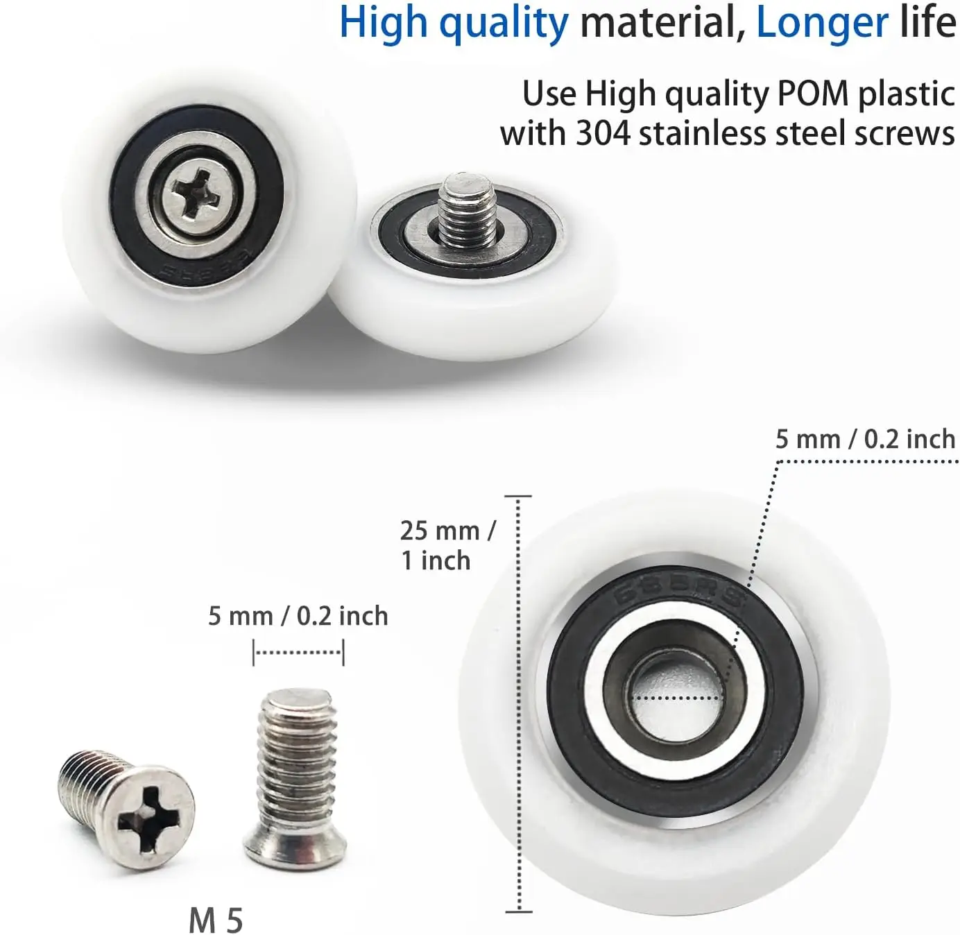 8 Pcs 19/20/23/24/25/26/27/28/29mm Shower Door Wheel Shower Enclosure Runners Rollers Cubicle Wheels