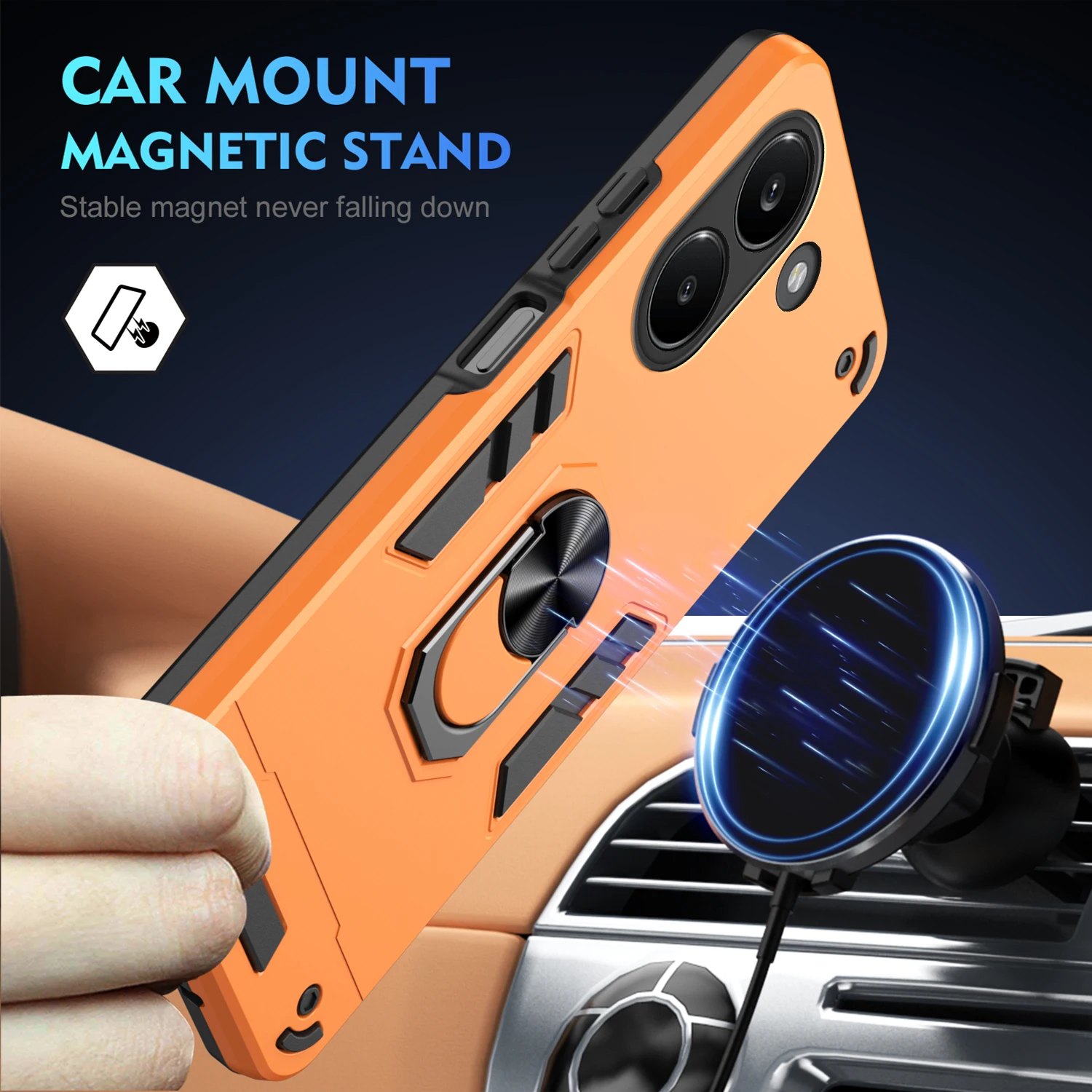 Armor Shockproof Phone Case with Ring Stand Holder and Protective Cover