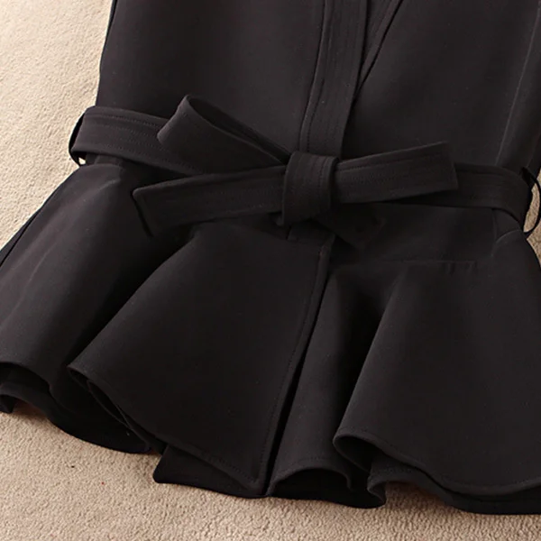 #5115 Black Blazer Waistcoat Women Belt Sleeveless Coat Female Slim Office Vest Woman V-neck Korean Style Vests Waistcoat Femme