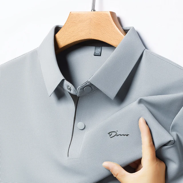 Polo à manches courtes pour hommes, marque haut de gamme, mode d'été, lettre D, décontracté, Business, soie glacée, T-shirt Cool, 2025 1