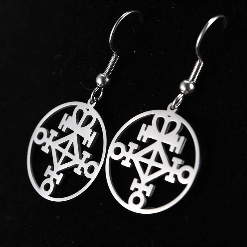 Edelstahl aegishjalmur vegvisir Kompass baumeln Ohrring für Frauen Wikinger Blume des Lebens Amulett Tropfen Ohrringe Mädchen Schmuck – Detail 28
