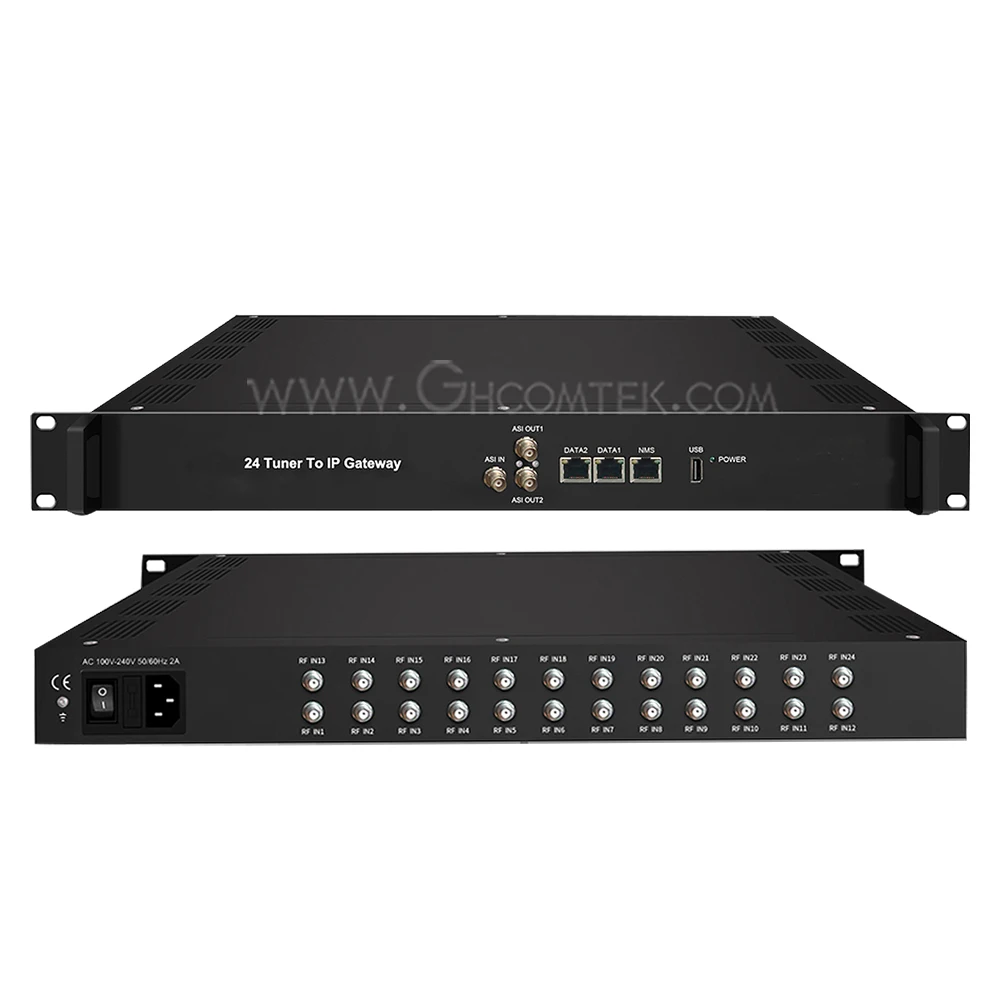 24 Tuner to IP Gateway 8 channel digital gateway stream receiver modulator tuner modulator tuner to ip dvb s2 dvb t t2 dvb c isdbt to ip