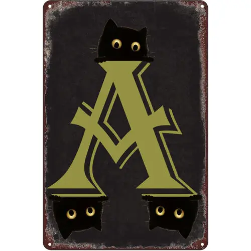 

Винтажный жестяной знак буква а с котом металлический Алфавит стена буква для дома спальни