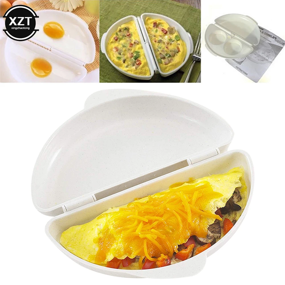 Useful Two Eggs Microwave Omelet Cooker Pan Microwavable Cooker Omelette Eggs Steamer Box 1PC Home Kitchen Tool egg cooker