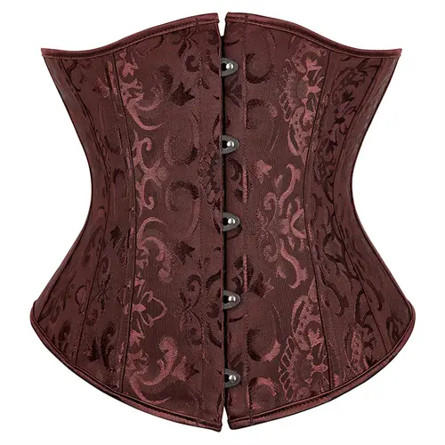Underbust Corset Plus Size Gothic Corset Cincher Medieval Corsets for Women Jacquard Vintage Waist Corset Top Black White Purple - Image 17
