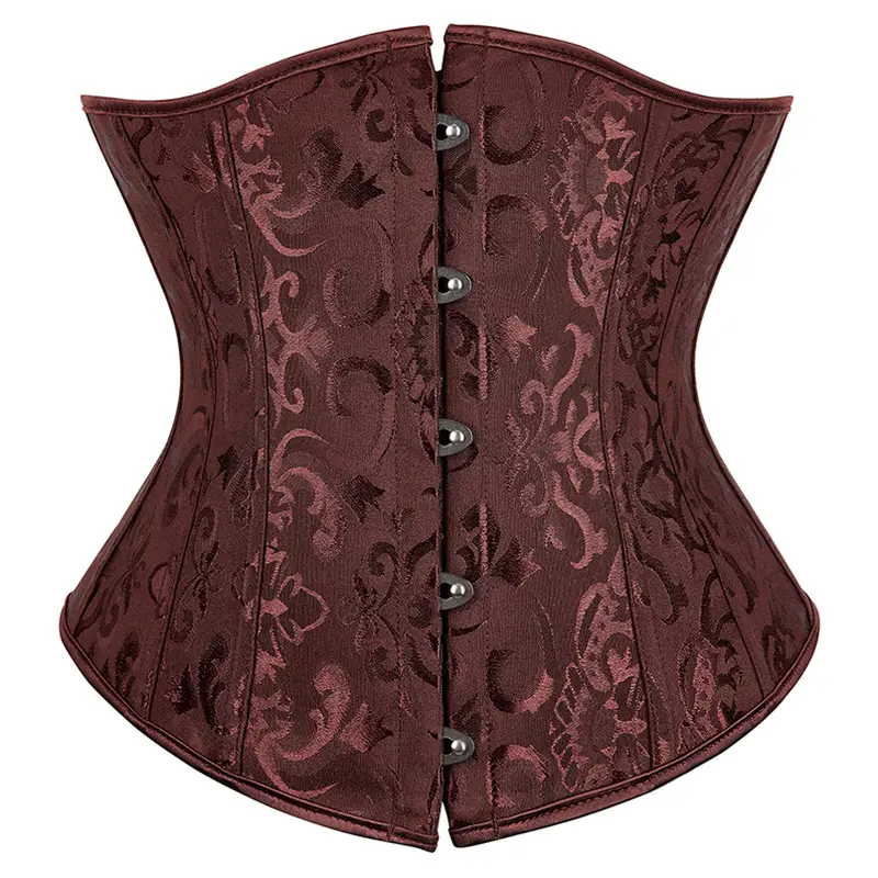 Underbust Corset Plus Size Gothic Corset Cincher Medieval Corsets for Women Jacquard Vintage Waist Corset Top Black White Purple - Image 17