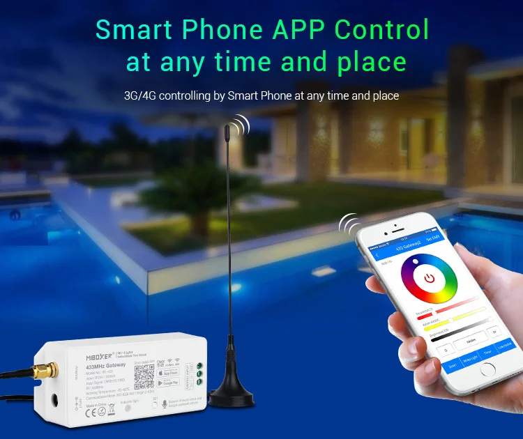 

Miboxer Wl-433 433mhz Gateway Dc5v/5 Wifi Rf Dmx512(1990) Smartphone App Voice Control for Miboxer 433mhz Series Products