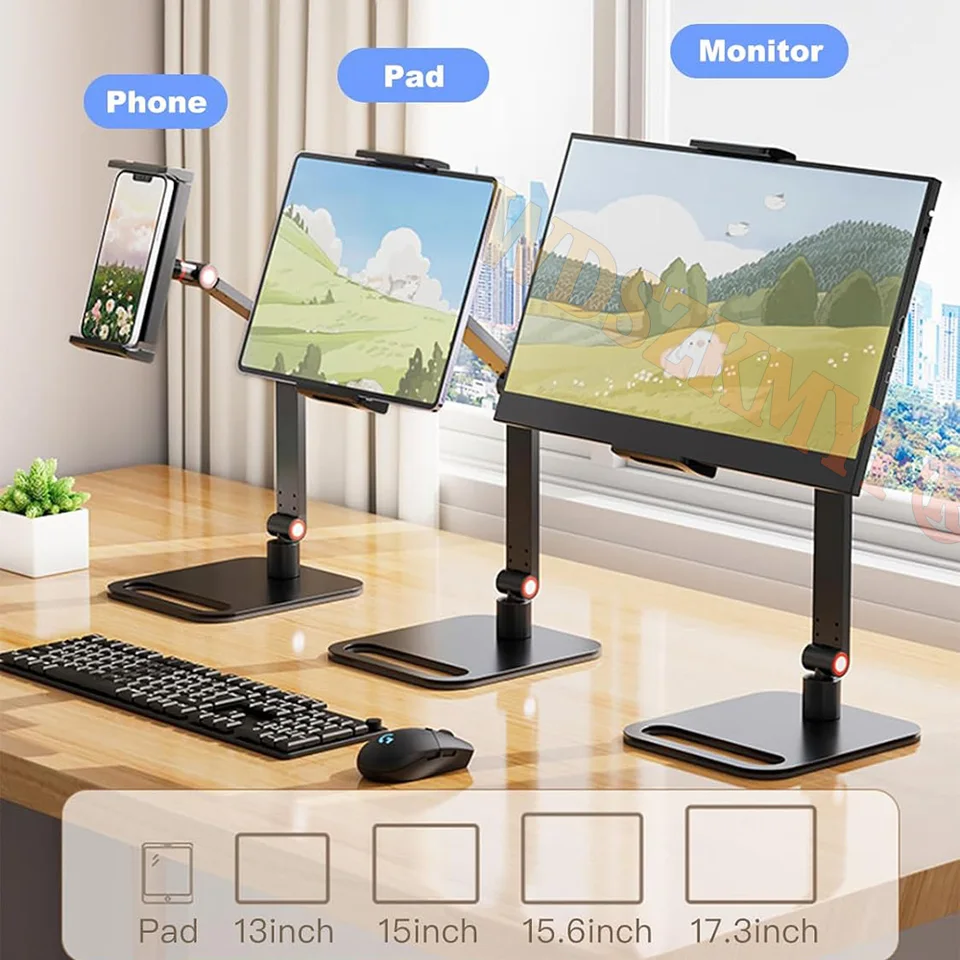 Supporto Regolabile Per Monitor Portatili 12-17,3 Pollici – Braccio In Alluminio, Rotazione 360°, Estensibile Fino A 10,2 Pollici, Per Tablet E Cellulari