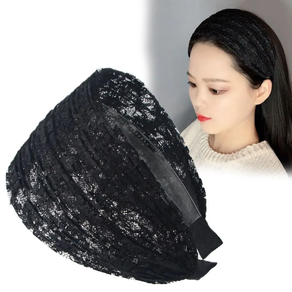 Flower Lace Mesh Hair Band Elegant Lace Hair Hoop Headbands for Women Headwear Headdress Tiara for Women Daily