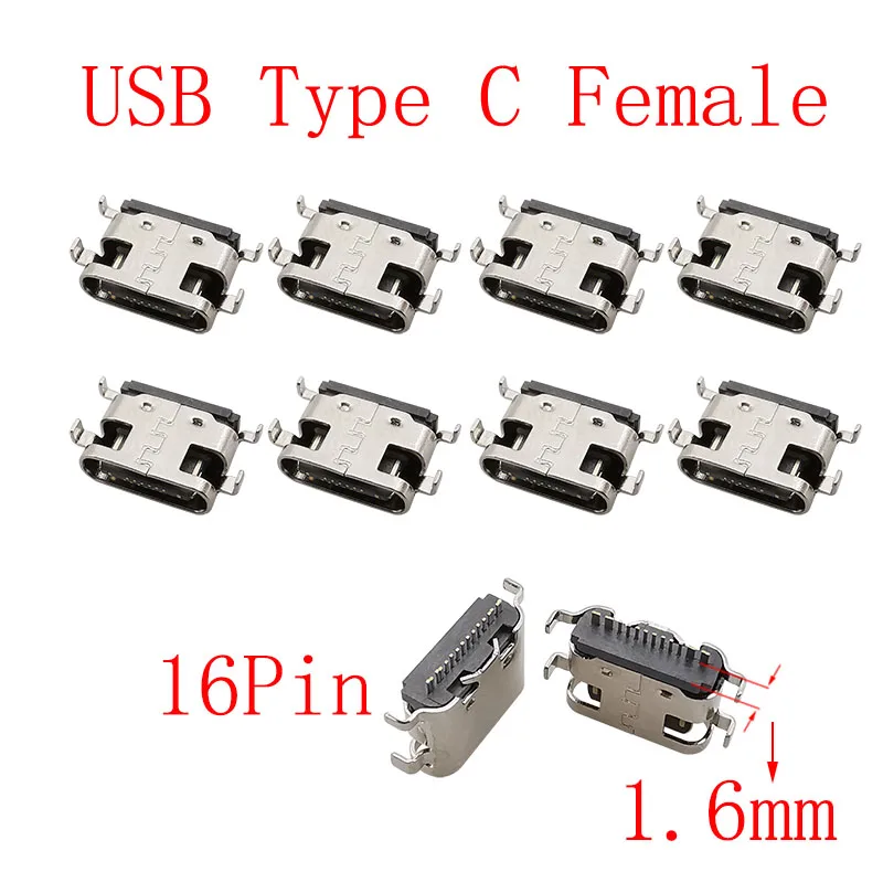 USB Type C Female Jack Charging Port Connectors - Pack of 10