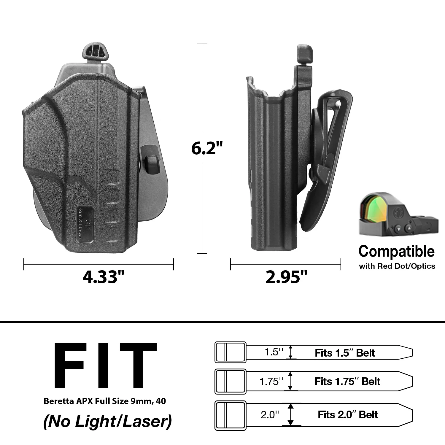 Beretta APX Holster Thumb OWB Holster Fit Beretta APX Full Size 9mm 40 (Not Fit A1) Level II Retention/360 Degree for pistol holster gun holster gun accessories