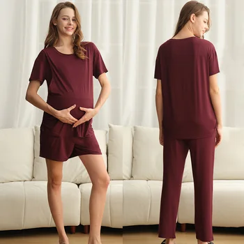 Women's Maternity Postpartum Pajamas Nursing Pjs for Breastfeeding Soft Postpartum Lounge Sets Sleepwear Layer Pregnancy Clothes