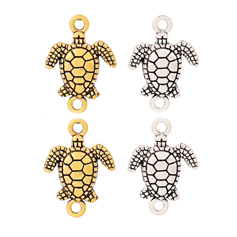 

10 x Tibetan Silver/Gold Color Turtle Tortoise Connectors Charms Pendants for DIY Necklace Bracelet Jewelry Making Accessories