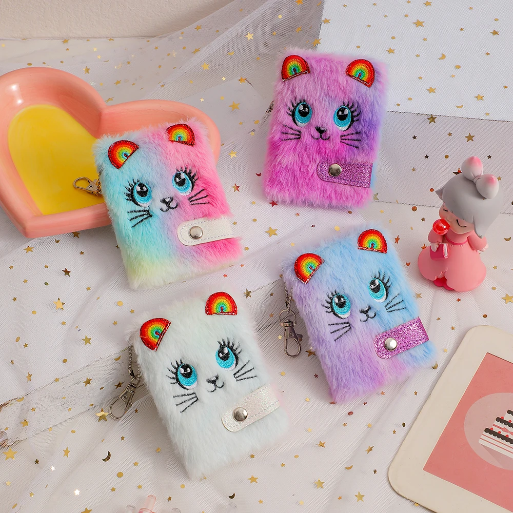 Kawaii Plush Mini Notebooks for Daily Notes Keyring Notepad