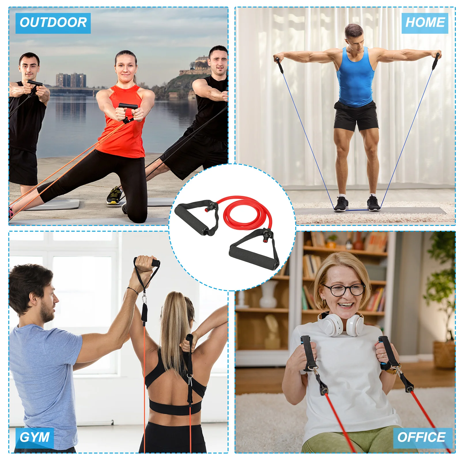 Versatile Resistance Bands with Handles for Strength Training at Home