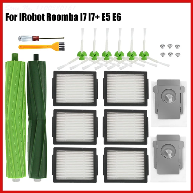 Kit de filtre et de brosse à rouleau et latérale pour iRobot Roomba i7,  i7+,pièces de robot aspirateur, E5, E6, E7, i7 Plus, - AliExpress