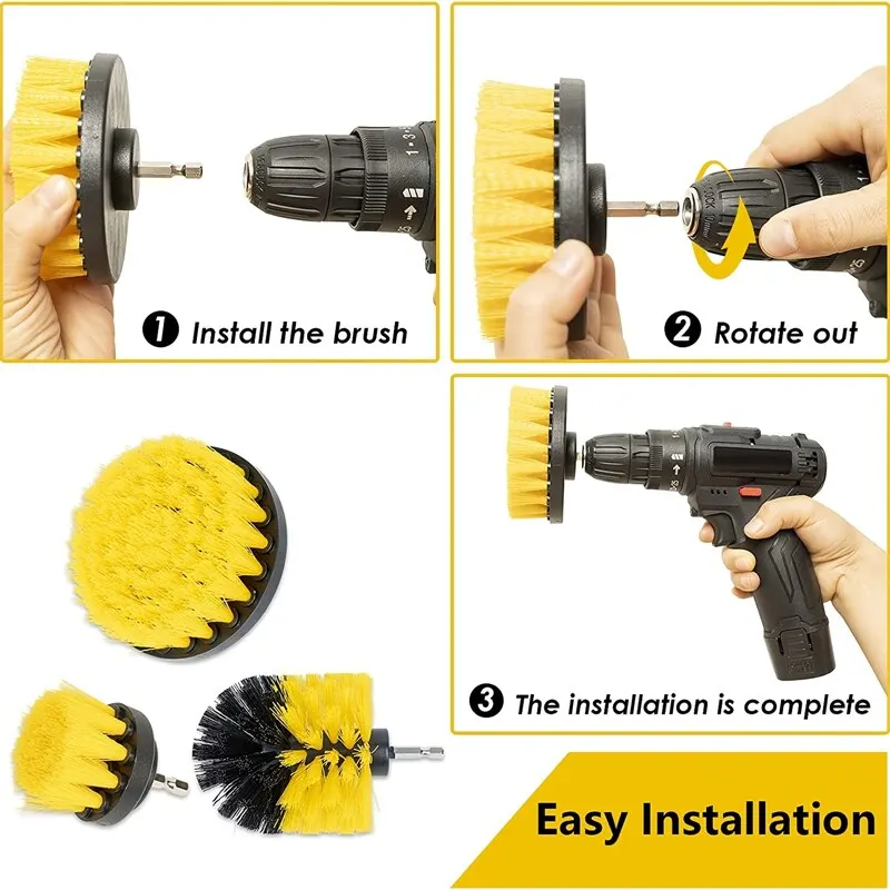 3pcs Drill Brush Attachment Set Power Scrubber Brush With Drill Scrub Brush  For Cleaning Showers Tubs Bathroom Tile Grout Carpet - AliExpress