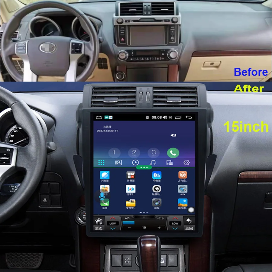 15AndroidTeslaCarGPSNavigationForTOYOTALandCruiserPrado2014