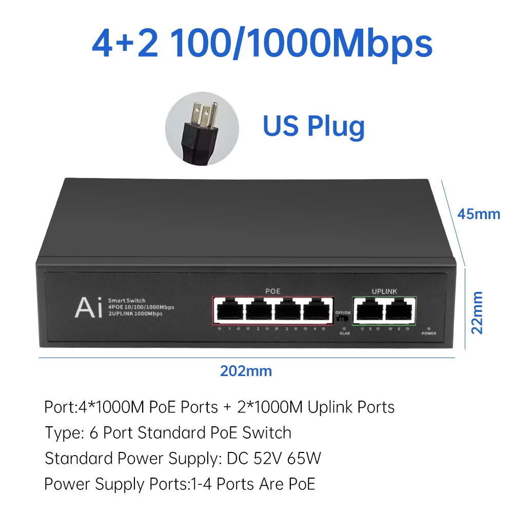 6Ports 1000M US