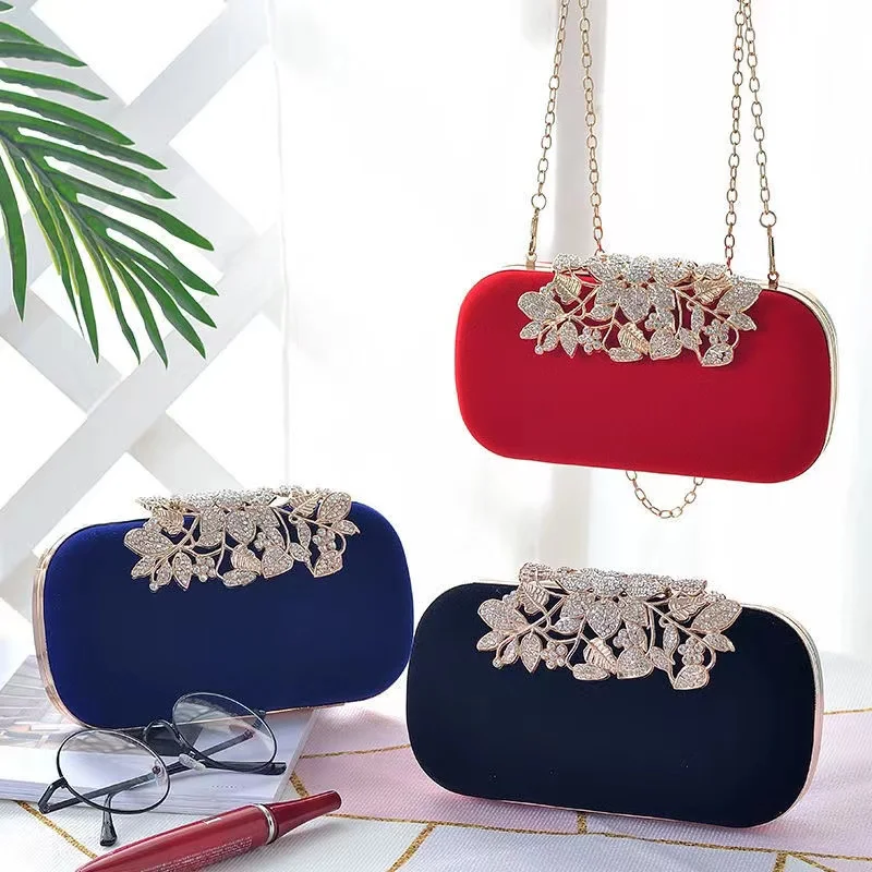 

Velvet Clutch Bag Delicate Hasp Red Woman Evening Party Bags Elegant Ladies Blue Ceremony Purse Wedding Clutches for Women