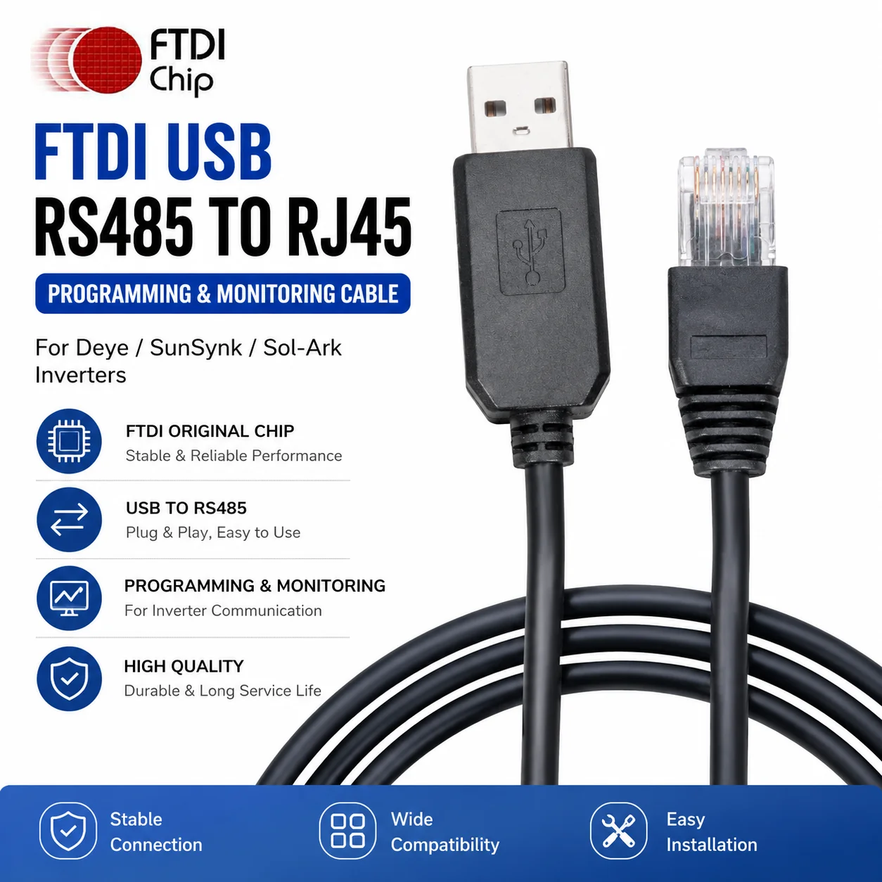 FTDI USB-RJ45 RS485 프로그래밍 케이블 (데이 선싱크 솔-아크 인버..