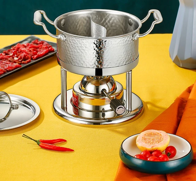 Portable Stainless Steel Fire Boiler Single Buffet Table Yuanyang Gas Stove  Gas-filled Small Hot Pot Two-flavor Pot 020-10 - Bbq Grills - AliExpress