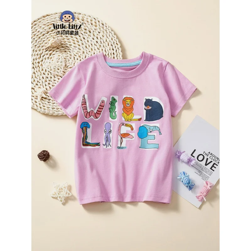 

Girls' English Letter Simplicity Comfort and Casual Loose PrintTT-shirt2024Summer New One Piece Dropshipping Wholesale