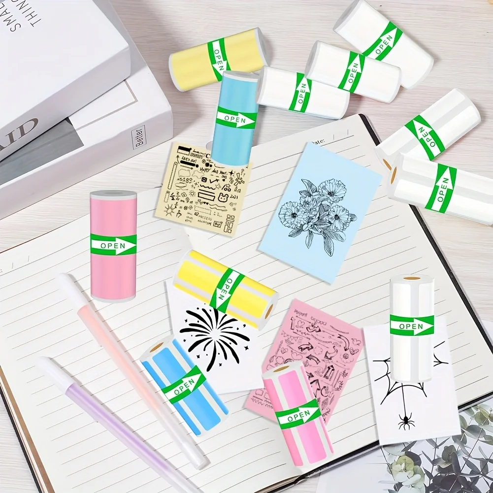 Colorful & White Mini Label Printing Paper 50x15mm & 50x30mm Multi-Purpose Adhesive For HD Mini Printers Office Supplies