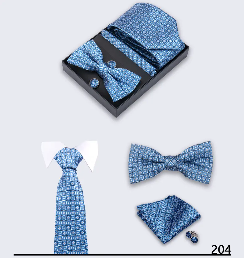 Herren-Krawattenset mit Box, Paisley-gestreifte Hochzeitskrawatte für Herren, Fliege, Einstecktuch, Manschettenknöpfe, Geschenkset, Business-Anzug-Accessoires – Detail 6
