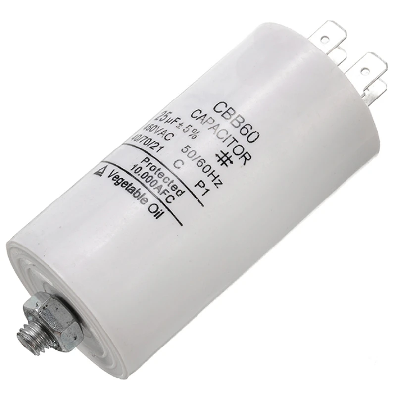 Condensateur Ovale 25µF 440VAC C65R - Référence C222N°190 - Pour Moteurs, Compresseurs