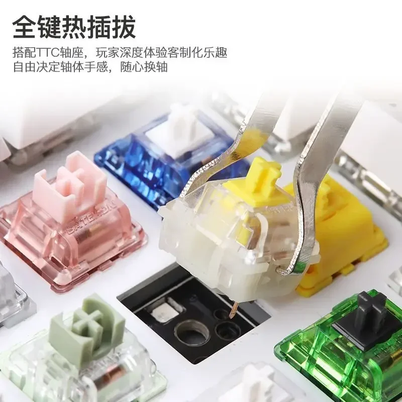 RXSTORM RX980 기계식 키보드, 3 가지 모드, USB, 2.4G, 블루투스, 무선 키보드, 핫 스왑, RGB 라이트, 98key, 사무실 게이머 키보드 선물