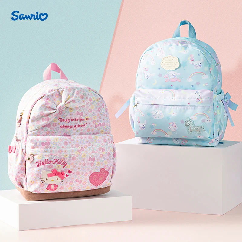 

Sanrio Cartoon Blue Cinnamoroll Backpack Pink Hello Kitty Cute Students Schoolbag Children' High-capacity Portable Fashion Bags