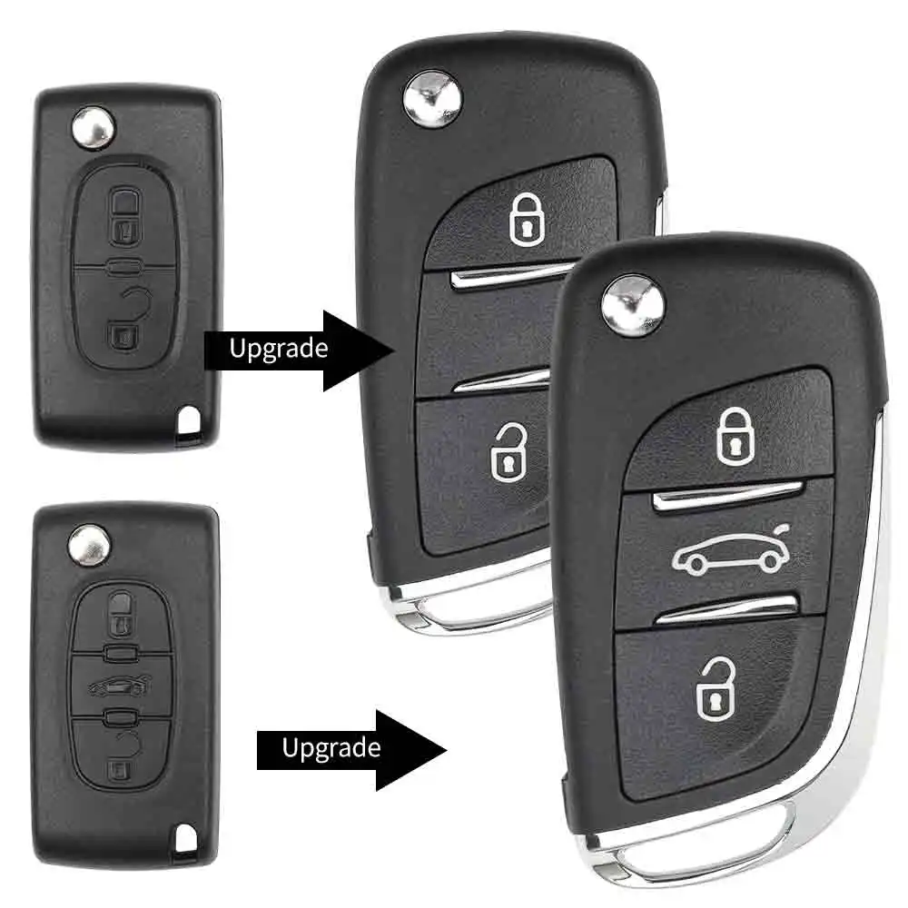 Smart key remote LIXIANG Modified Flip Remote Car Key ASK/FSK 433Mhz ID46 For Peugeot 207 308 307 407 607 807 For Citroen C2 C3 C4 CE 0523