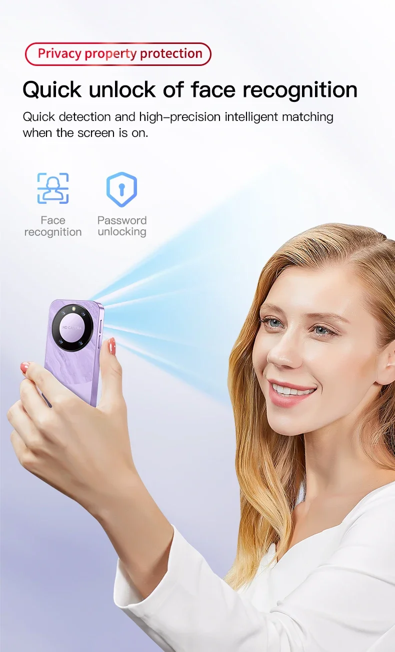 Teléfono Inteligente Mini FUFFI F8 Pro, Teléfono Android con Face ID, Portátil, Mini Celular de 8.1 Pulgadas HD, 16 GB de ROM, Batería de 2000 mAh