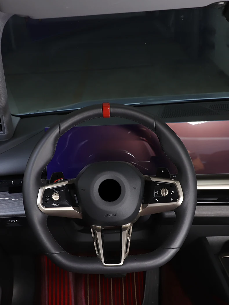 ABS Carbon Faser/Rot/Schwarz Für BMW 5er G60 2024 2025 Auto Lenkrad Ring Abdeckung Innen Zubehör – Detail 7