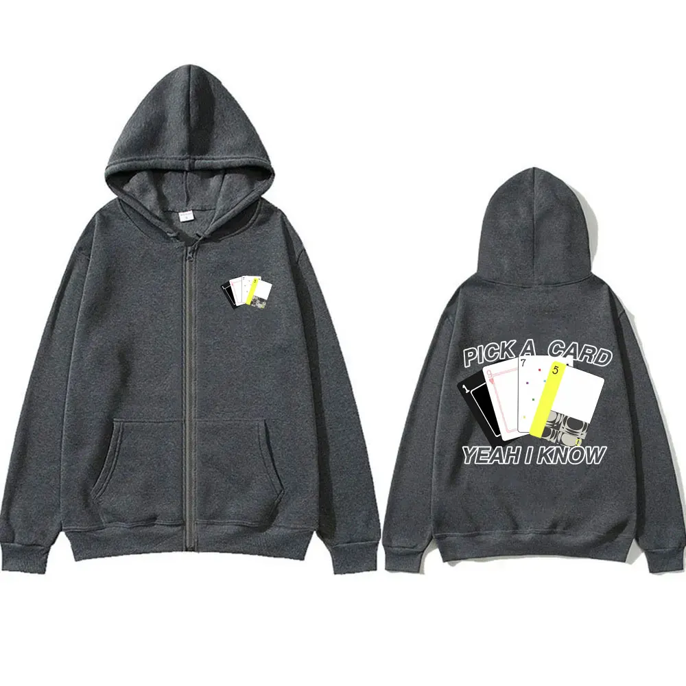 Best Famous Rock Band The 1975 Pick A Card Yeah I Know Discography Graphic Zipper Hoodie Men Women Fashion Vintage Zip Up Jacket