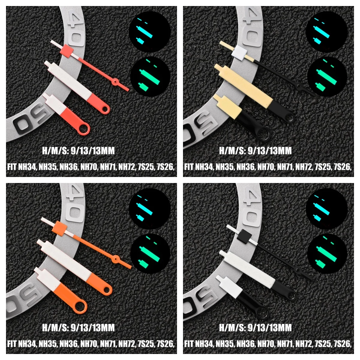 High-Quality Luminous Watch Hands with Red/Orange Finish